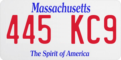 MA license plate 445KC9