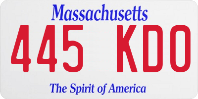 MA license plate 445KD0
