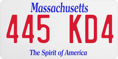 MA license plate 445KD4