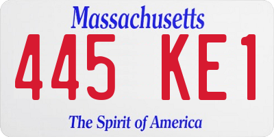 MA license plate 445KE1