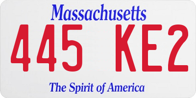 MA license plate 445KE2
