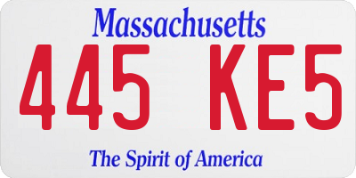 MA license plate 445KE5