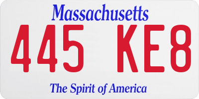 MA license plate 445KE8