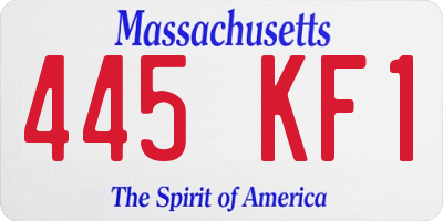 MA license plate 445KF1
