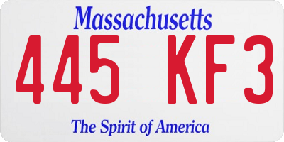 MA license plate 445KF3