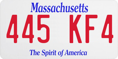 MA license plate 445KF4