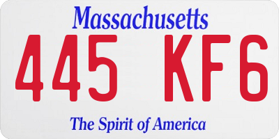 MA license plate 445KF6