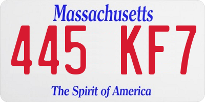 MA license plate 445KF7