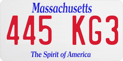 MA license plate 445KG3
