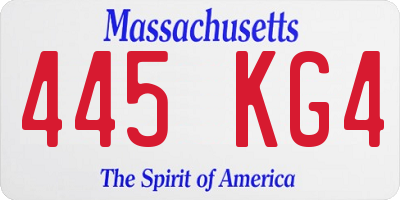 MA license plate 445KG4