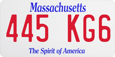 MA license plate 445KG6