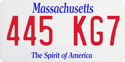 MA license plate 445KG7