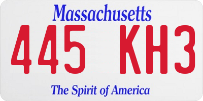MA license plate 445KH3