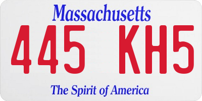 MA license plate 445KH5