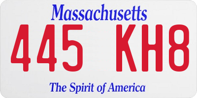 MA license plate 445KH8