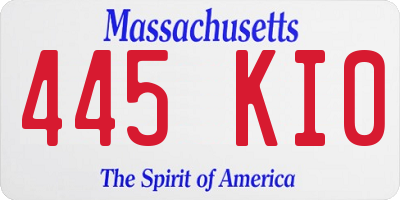 MA license plate 445KI0
