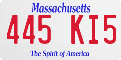 MA license plate 445KI5