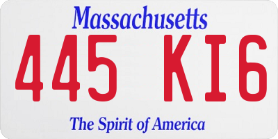 MA license plate 445KI6