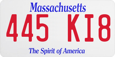 MA license plate 445KI8