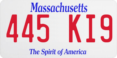 MA license plate 445KI9