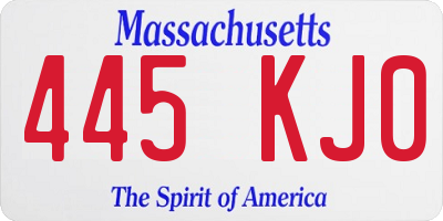 MA license plate 445KJ0