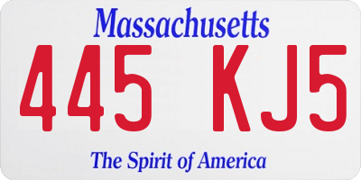 MA license plate 445KJ5