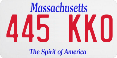MA license plate 445KK0