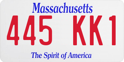 MA license plate 445KK1