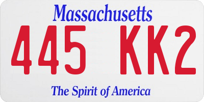 MA license plate 445KK2