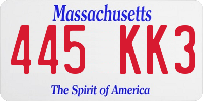 MA license plate 445KK3
