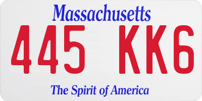 MA license plate 445KK6