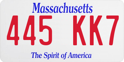 MA license plate 445KK7