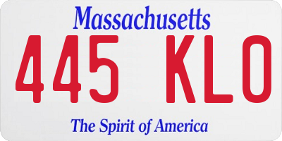 MA license plate 445KL0
