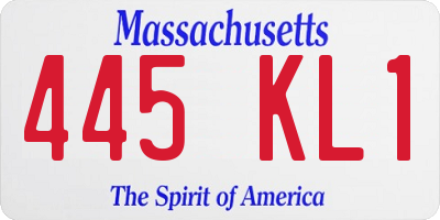 MA license plate 445KL1