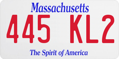MA license plate 445KL2