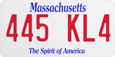 MA license plate 445KL4