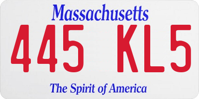 MA license plate 445KL5