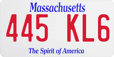 MA license plate 445KL6