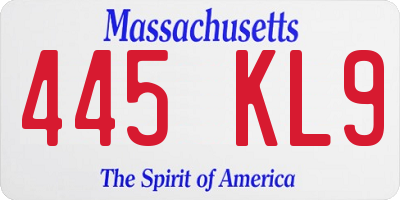 MA license plate 445KL9