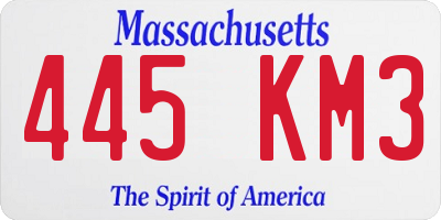 MA license plate 445KM3