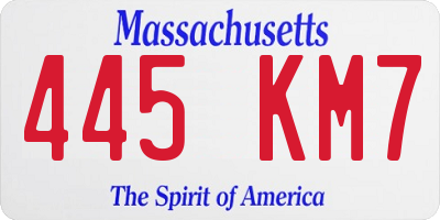 MA license plate 445KM7