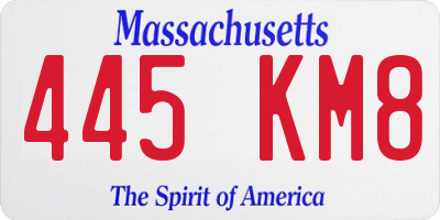 MA license plate 445KM8