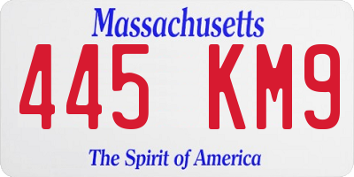 MA license plate 445KM9