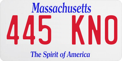 MA license plate 445KN0