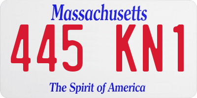 MA license plate 445KN1