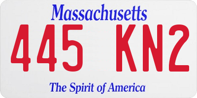 MA license plate 445KN2