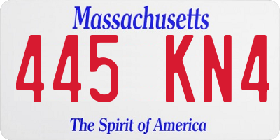 MA license plate 445KN4