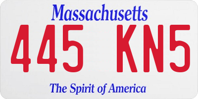 MA license plate 445KN5