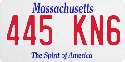 MA license plate 445KN6