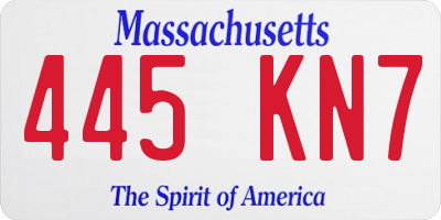 MA license plate 445KN7